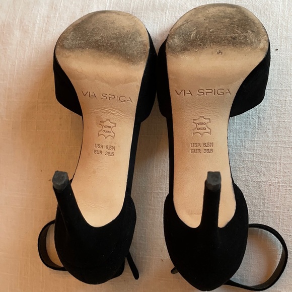 Via Spiga Black Suede Platform Cocktail Sandal size 6.5 - Picture 8 of 9